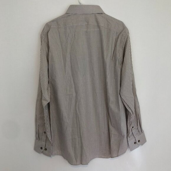 NEW NWT HART SCHAFFNER MARX Mens White Tan Brown Woven Checkered Button Down XL - Picture 9 of 11
